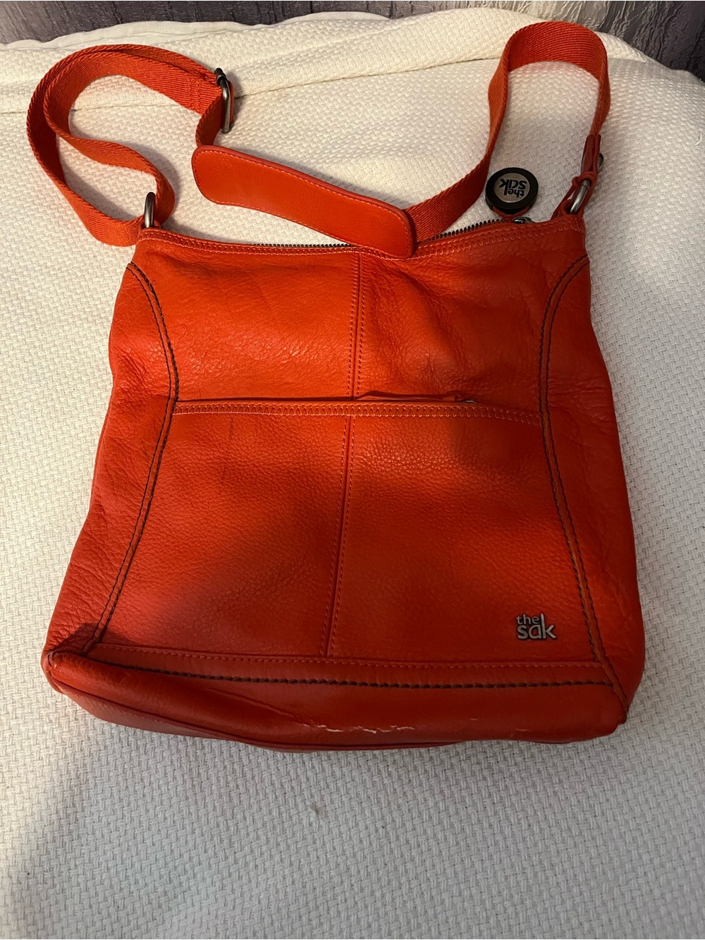 The Sak Bright Orange Leather Crossbody Bag